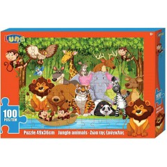 Παιδικό Puzzle Ζώα της Ζούγκλας 100pcs για 6+ Ετών Luna #621580